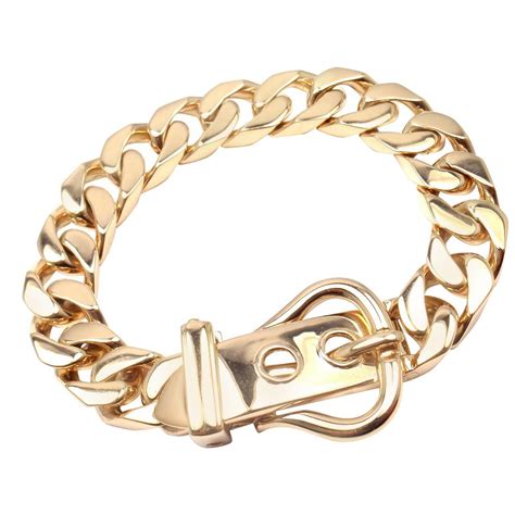 hermes 80s gold bracelet with buckle and diamonds|hermes chain bracelets.